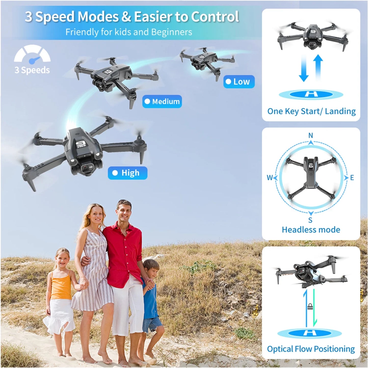 RC Drone with 4K Camera for Adults,Quadcopter with High Speed Brushless Motor, Altitude Hold, Waypoint Fly, 2 Modular 1800Mah Batteries for 30 Mins Long Flight, Carrying Case, Black