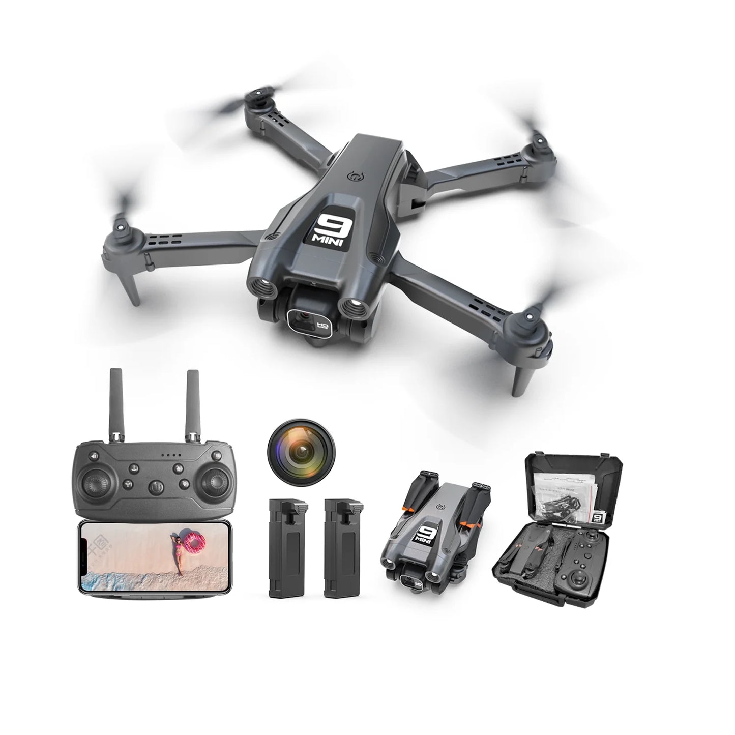 RC Drone with 4K Camera for Adults,Quadcopter with High Speed Brushless Motor, Altitude Hold, Waypoint Fly, 2 Modular 1800Mah Batteries for 30 Mins Long Flight, Carrying Case, Black