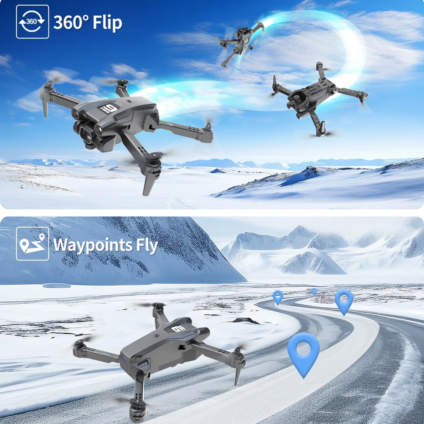 RC Drone with 4K Camera for Adults,Quadcopter with High Speed Brushless Motor, Altitude Hold, Waypoint Fly, 2 Modular 1800Mah Batteries for 30 Mins Long Flight, Carrying Case, Black